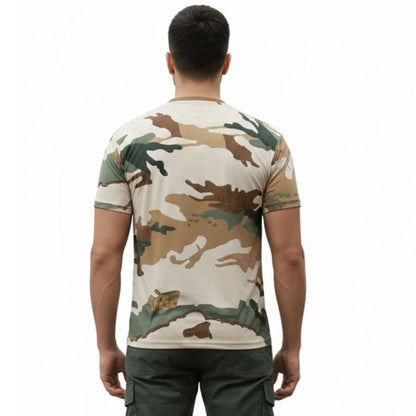 ITBP Original Camouflage Fabric T-Shirt , Durable & Breathable Army Wear Half Sleeves