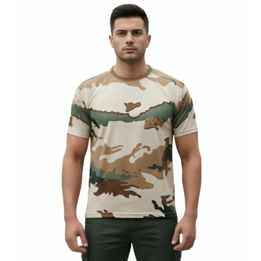 ITBP Original Camouflage Fabric T-Shirt , Durable & Breathable Army Wear Half Sleeves