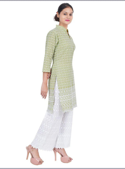 Women Mehandi Kurta and Palazzo Set Pure Cotton