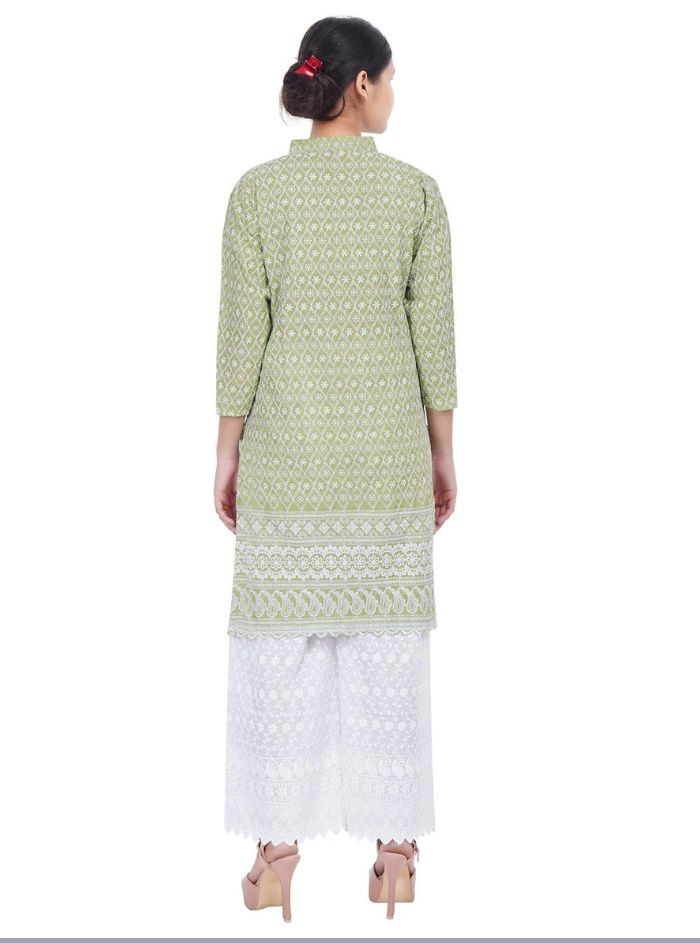 Women Mehandi Kurta and Palazzo Set Pure Cotton
