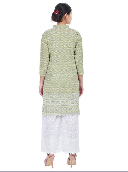 Women Mehandi Kurta and Palazzo Set Pure Cotton