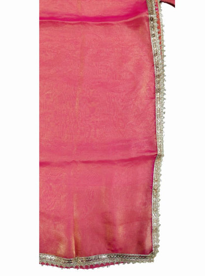 Women Elegant Onion Pink Art Silk Blend Lehenga Set with Intricate Handwork