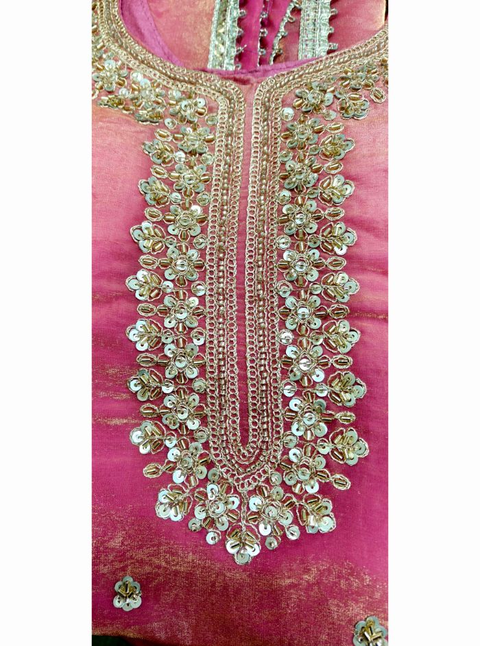 Women Elegant Onion Pink Art Silk Blend Lehenga Set with Intricate Handwork