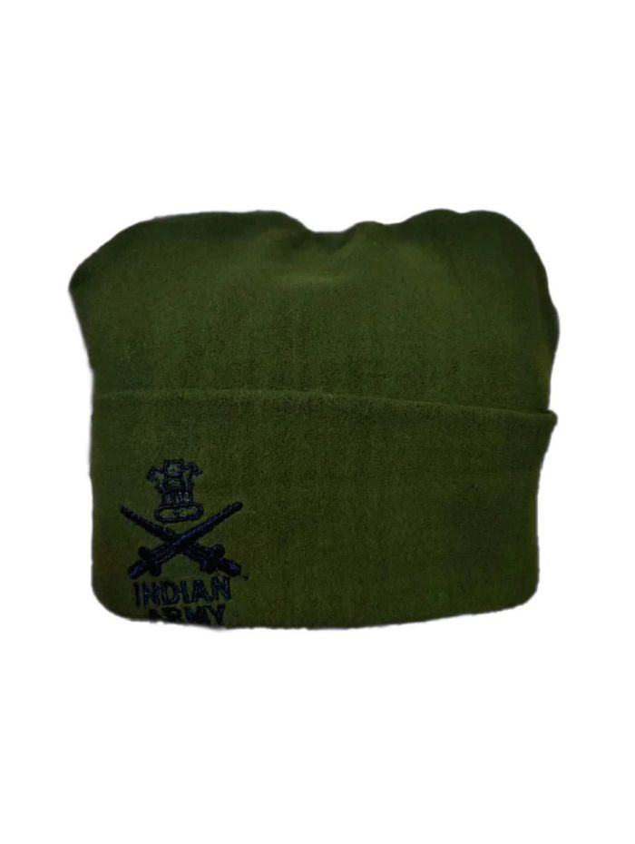 Indian Army Military Woolen Caps for Men & Women, Topa for Winter Season Caps Green Pack Of 2
