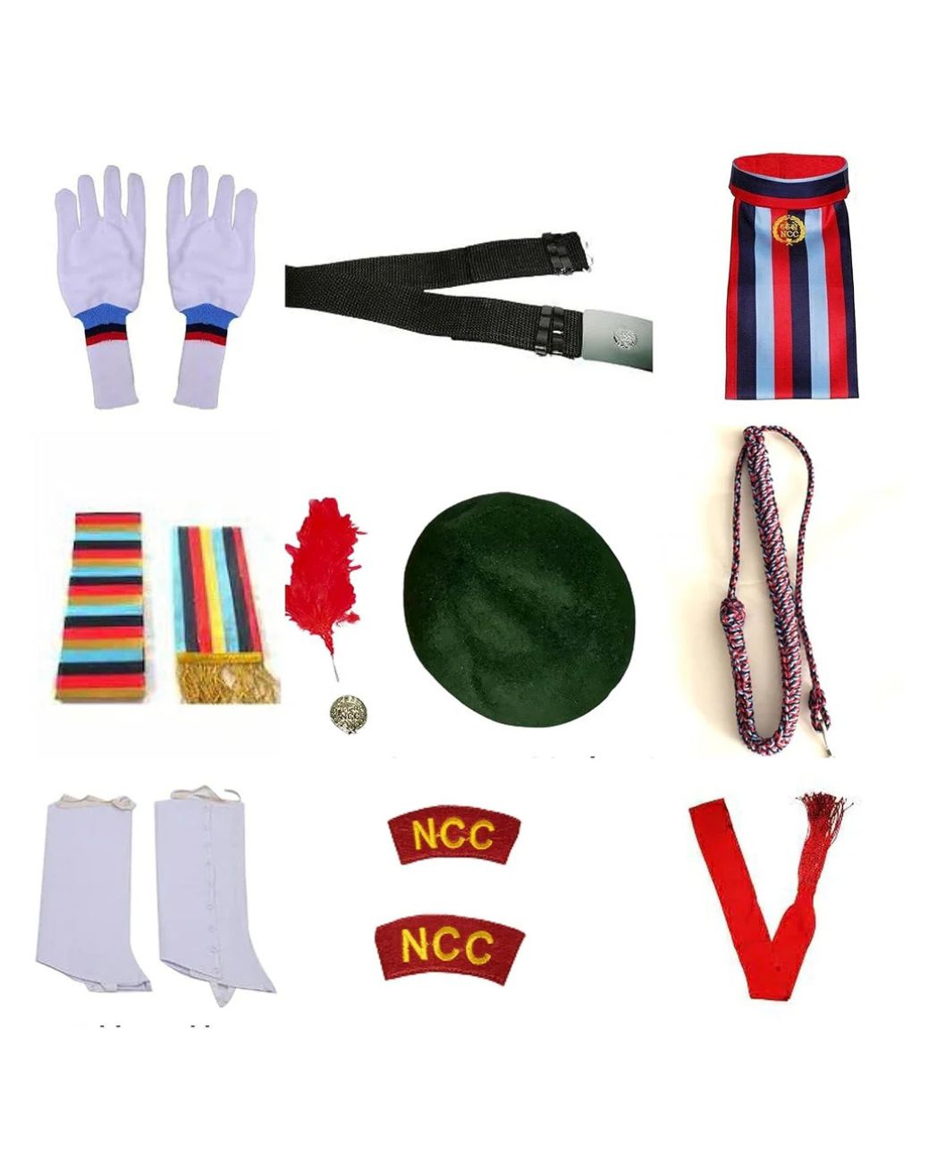 Complete NCC Uniform Set for Cadets (Khaki Shirt, Pant & Ceremonial Accessories Kit)