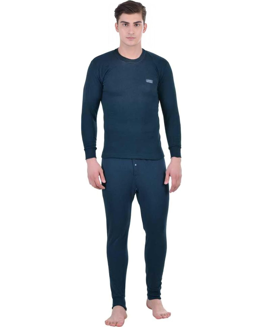 LUX COTT'S WOOL Blue Full Sleeves Round Neck Men Top - Pyjama Set Thermal