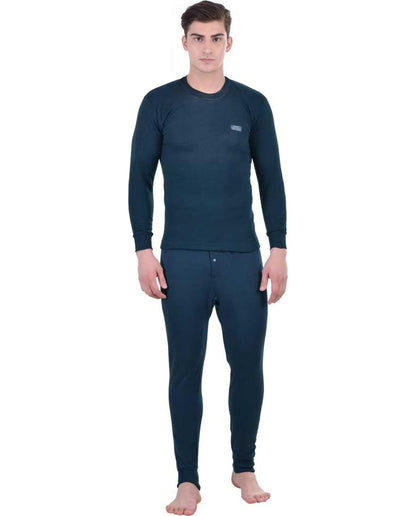 LUX COTT'S WOOL Blue Full Sleeves Round Neck Men Top - Pyjama Set Thermal
