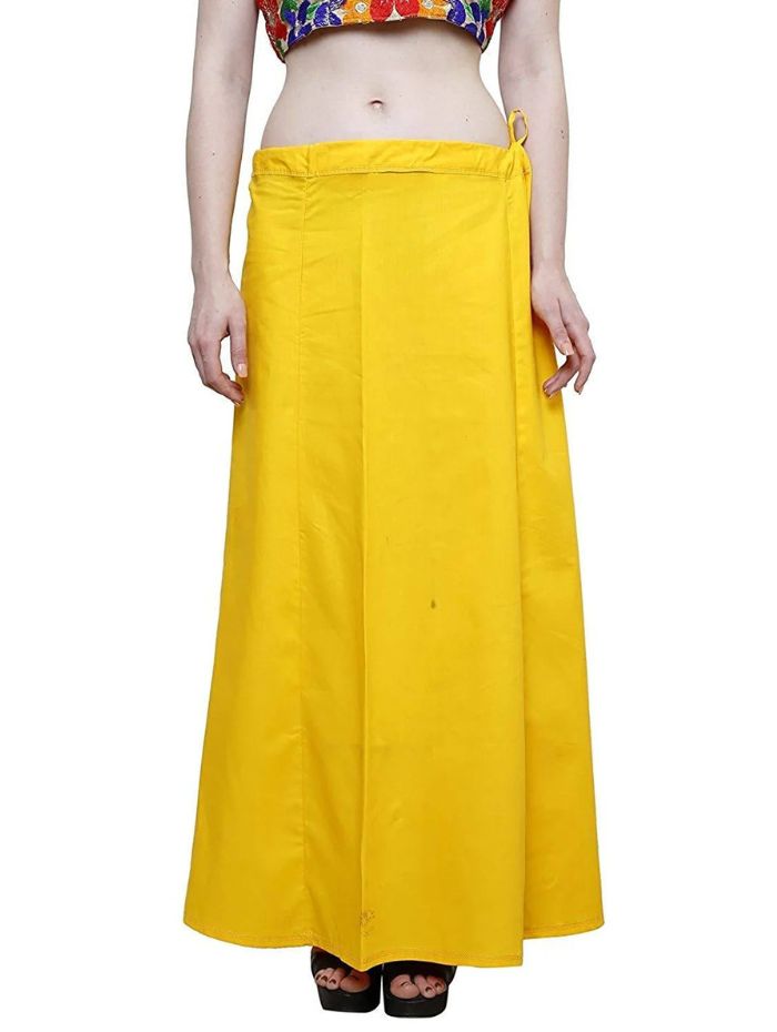 Clothing woman's Elegant Look Ethnic Wear Cotton Petticoat Yellow Pack of 1