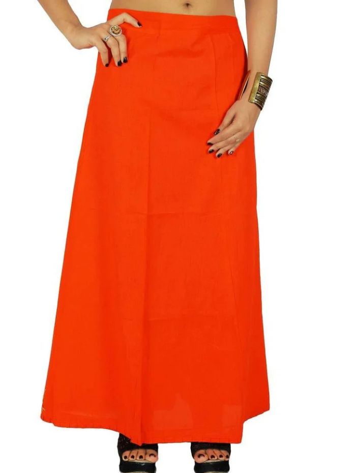 Clothing woman's Elegant Look Ethnic Wear Cotton Petticoat Orange Pack of 1