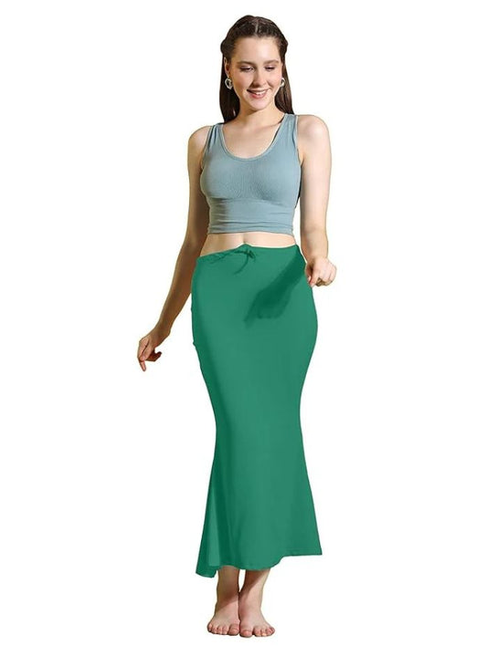 Apparels Saree Shapewear Rama Green Color for Women's | Lycra Stretchable Under Skirts Petticoat | Fish Cut for Everyday Comfort Wear