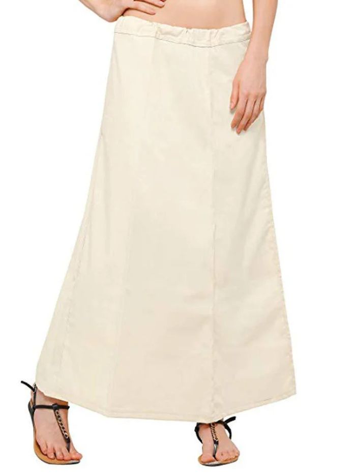 Clothing woman's Elegant Look Ethnic Wear Cotton Petticoat Cream Pack of 1