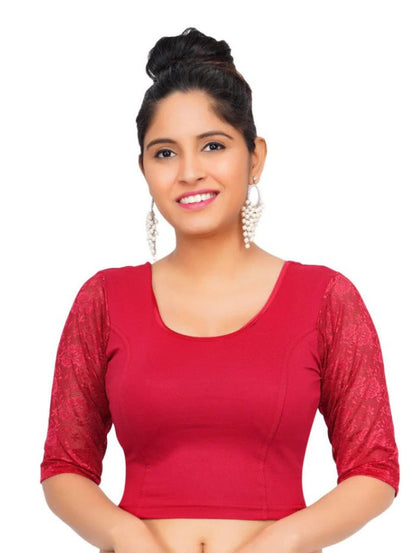 Cotton Lycra Maroon Women Blouse