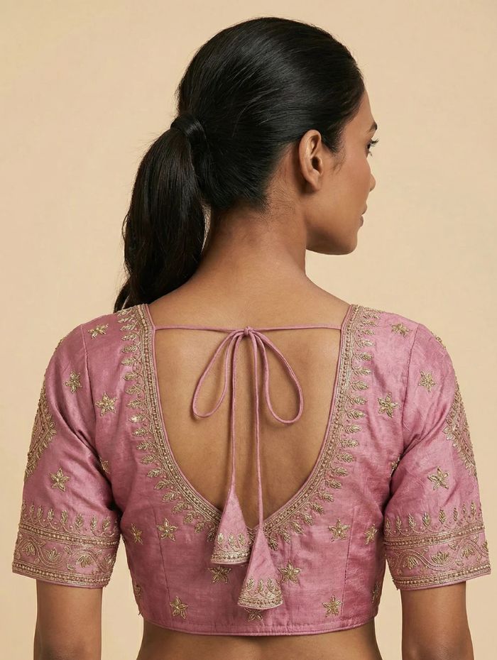 WomenPink Cotton Silk Embroidered Blouse