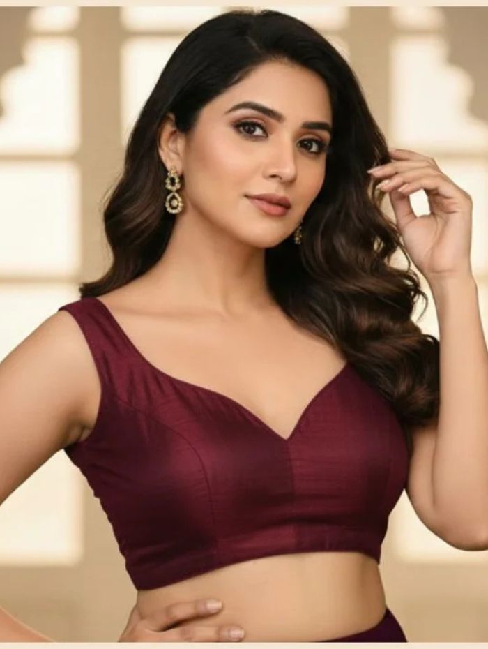 Elegant Maroon Silk Designer Blouse for Women