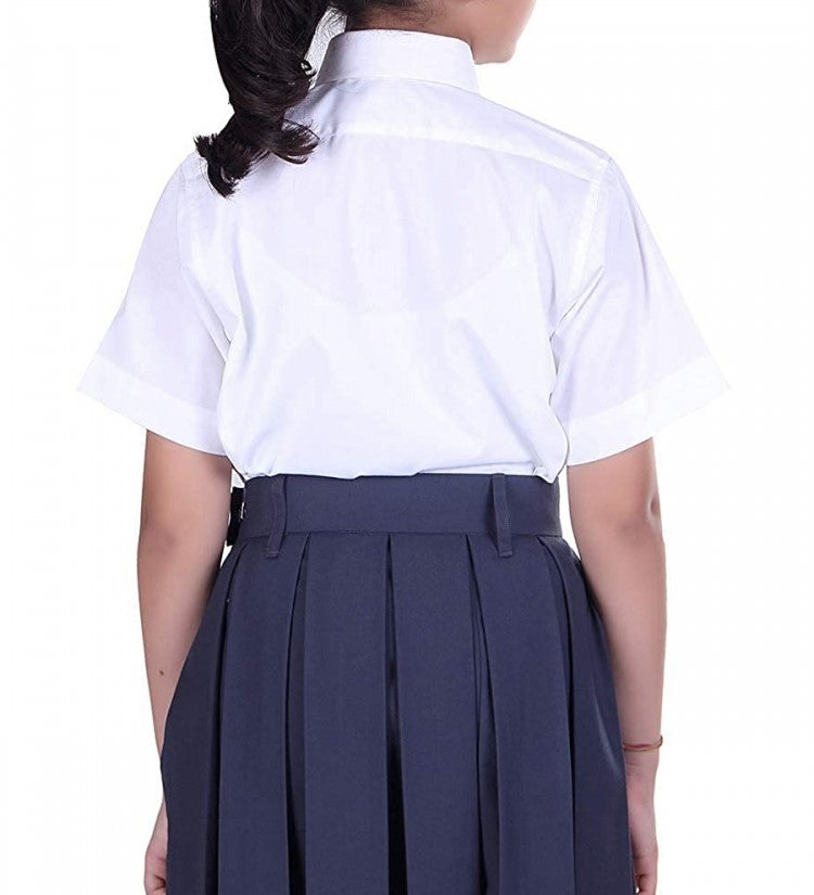 Unisex White Cotton School Shirt with Half Sleeves – Classic Fit