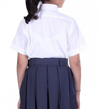 Unisex White Cotton School Shirt with Half Sleeves – Classic Fit