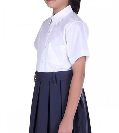 Unisex White Cotton School Shirt with Half Sleeves – Classic Fit