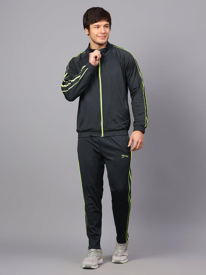 Shivnaresh Men's Tracksuit |106M_Interelock Lycra|Dark Grey Lemon 3XL Grey