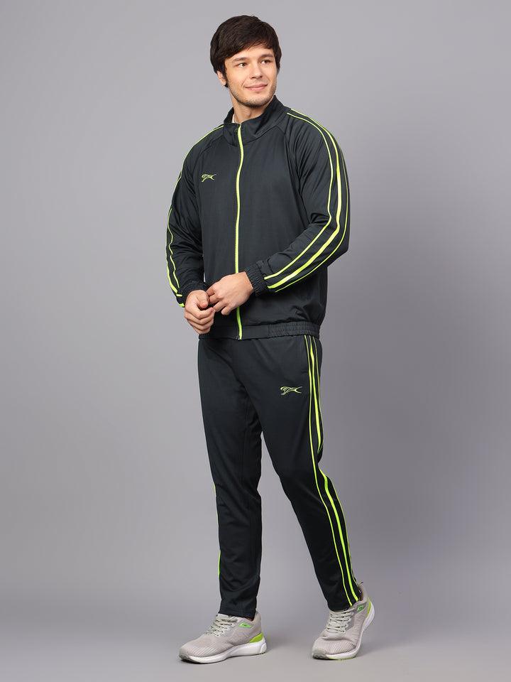Shivnaresh Men's Tracksuit |106M_Interelock Lycra|Dark Grey Lemon M Grey