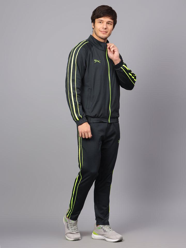 Shivnaresh Men's Tracksuit |106M_Interelock Lycra|Dark Grey Lemon Grey
