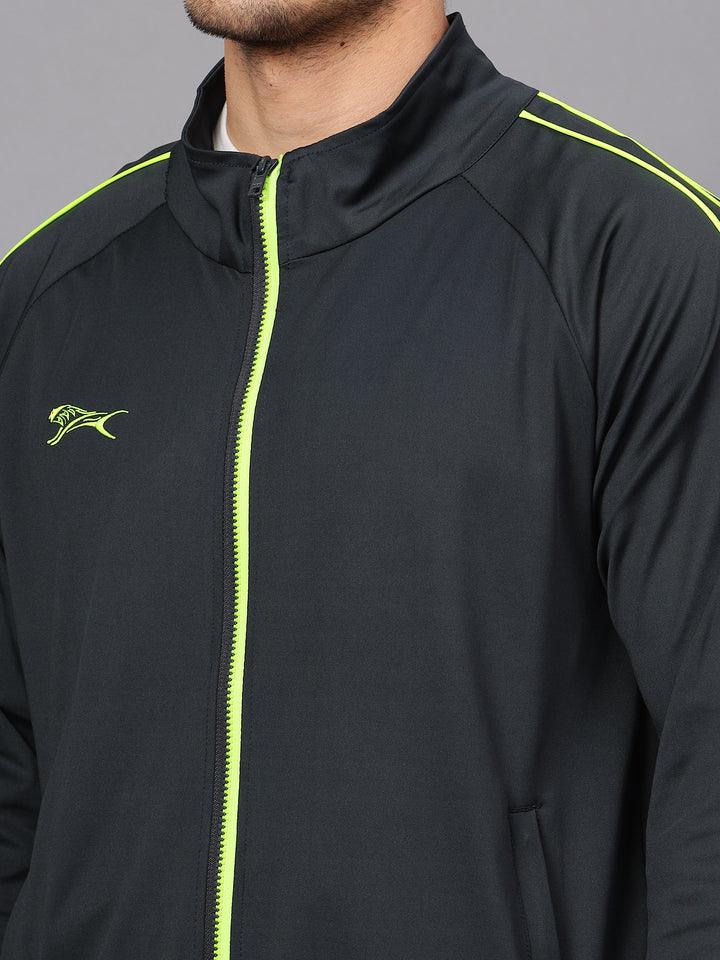 Shivnaresh Men's Tracksuit |106M_Interelock Lycra|Dark Grey Lemon