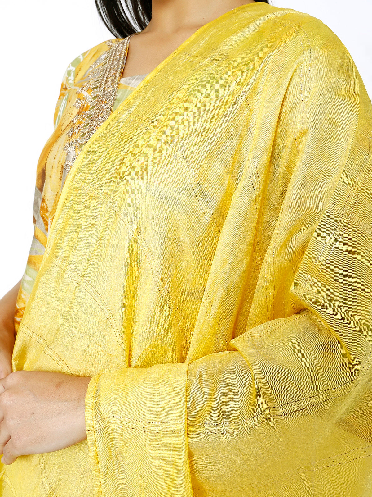 Women Embroidery Masleen Cotton Kurti Set Ethnic Printed Yellow Color (Plus Size Available)