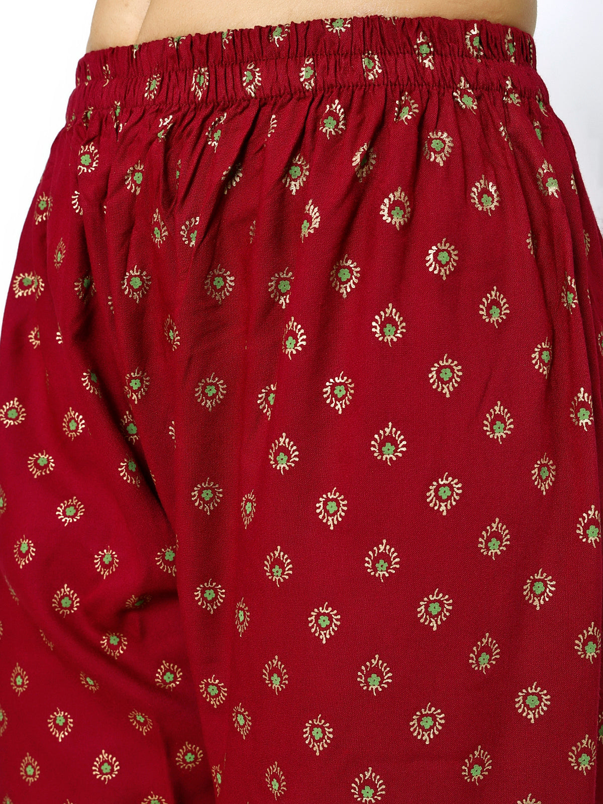 Women Maroon Floral Printed Round Neck Anarkali Kurta With Trousers & Dupatta (Plus Size Available) (Copy)