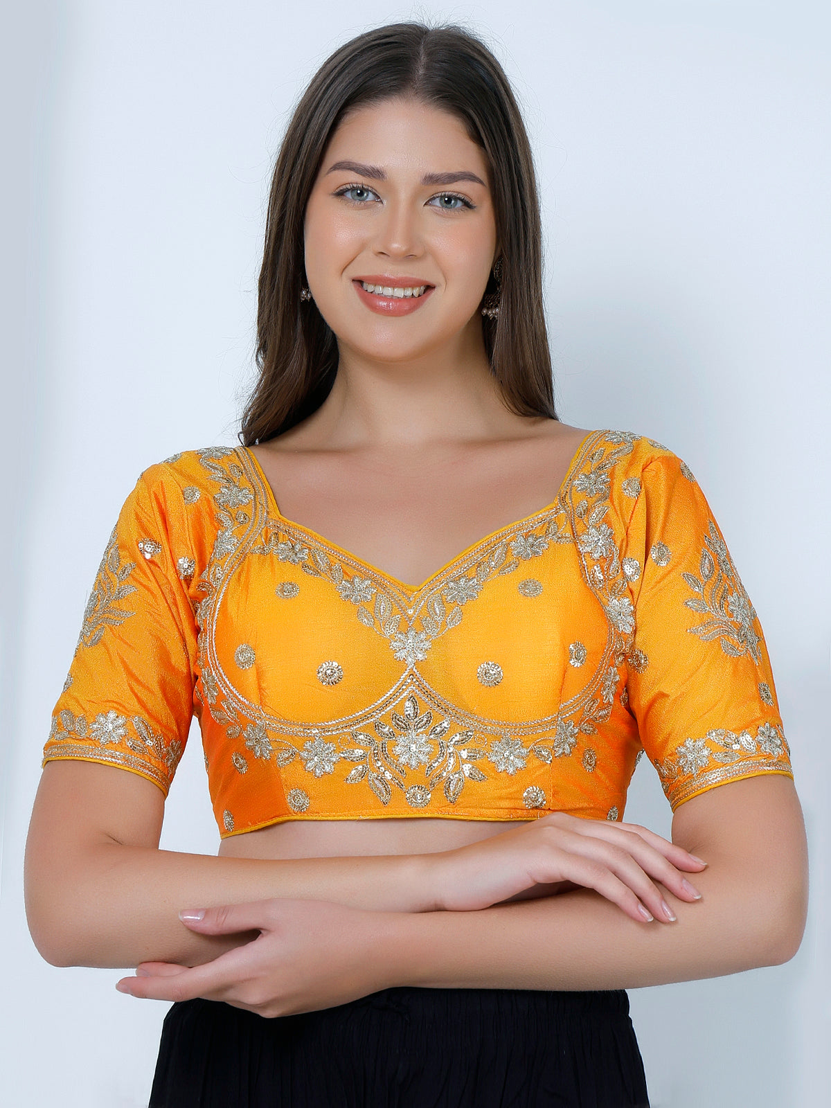 Choli Cut Mustard Cotton Silk Blouse Mustard