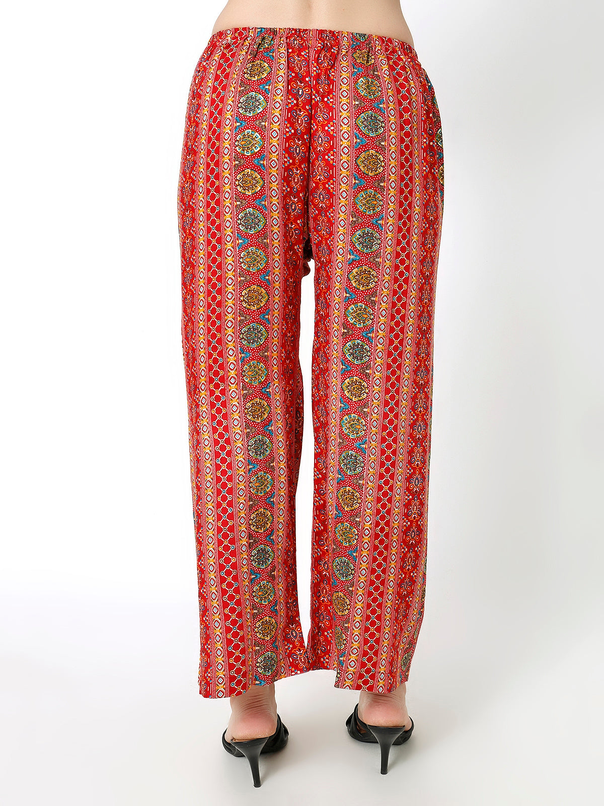 Rayon Printed Red Multi color palazzo