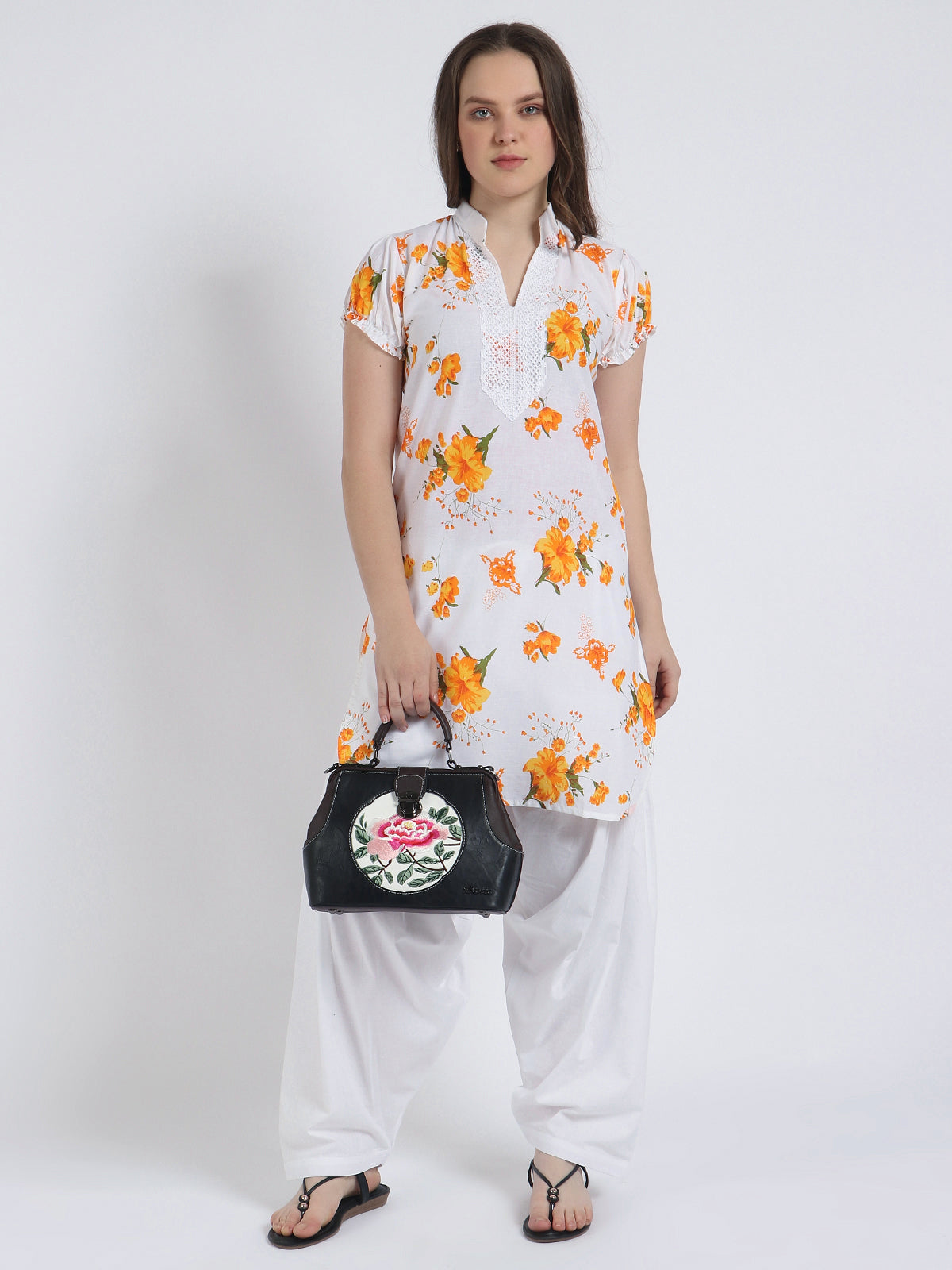 Women Printed Yellow Kurta and Salwar Set Pure Cotton