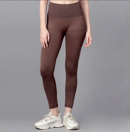 Shiv Naresh Brown Women's Seamless Gym Leggings