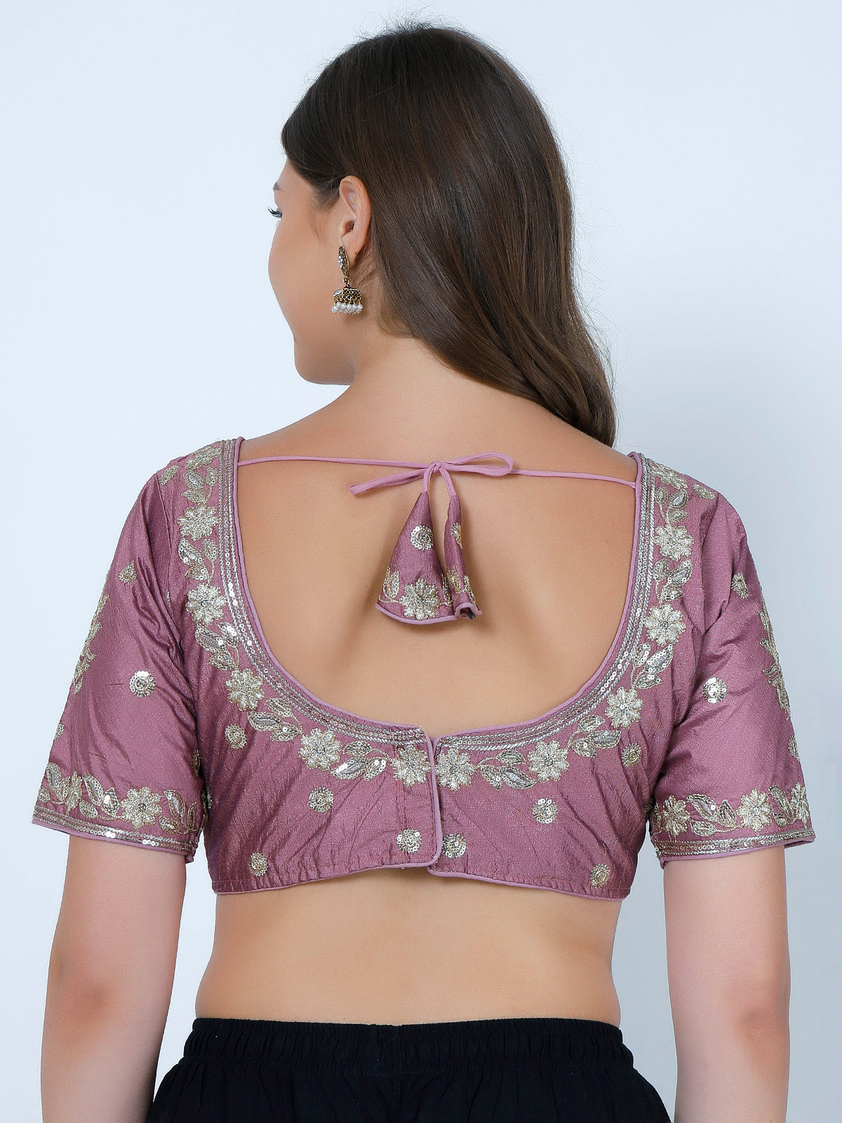 Choli Cut Mauve Cotton Silk Blouse