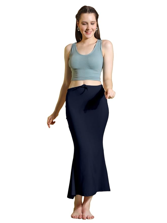 Apparels Saree Shapewear Navy Blue Color for Women's | Lycra Stretchable Under Skirts Petticoat | Fish Cut for Everyday Comfort Wear