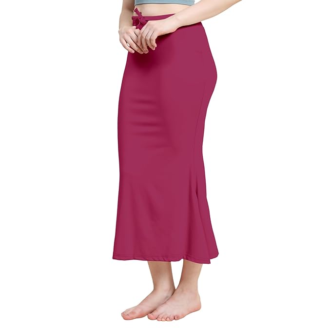 Apparels Saree Shapewear Cherry Color for Womens | Lycra Strechable Under Skirts Petticoat | Fish Cut for Everyday Comfort Wear