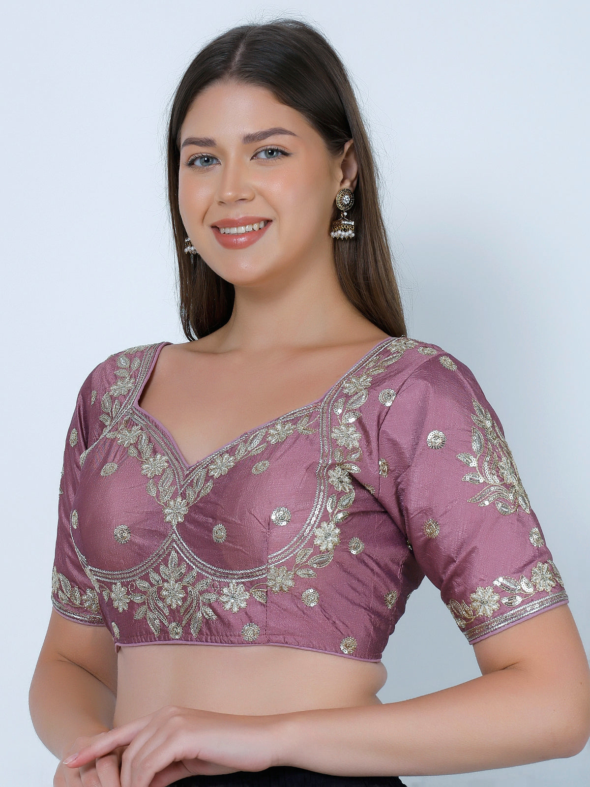 Choli Cut Mauve Cotton Silk Blouse