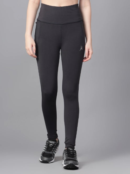 Shiv Naresh Dark Grey High Waist Ribbed Leggings