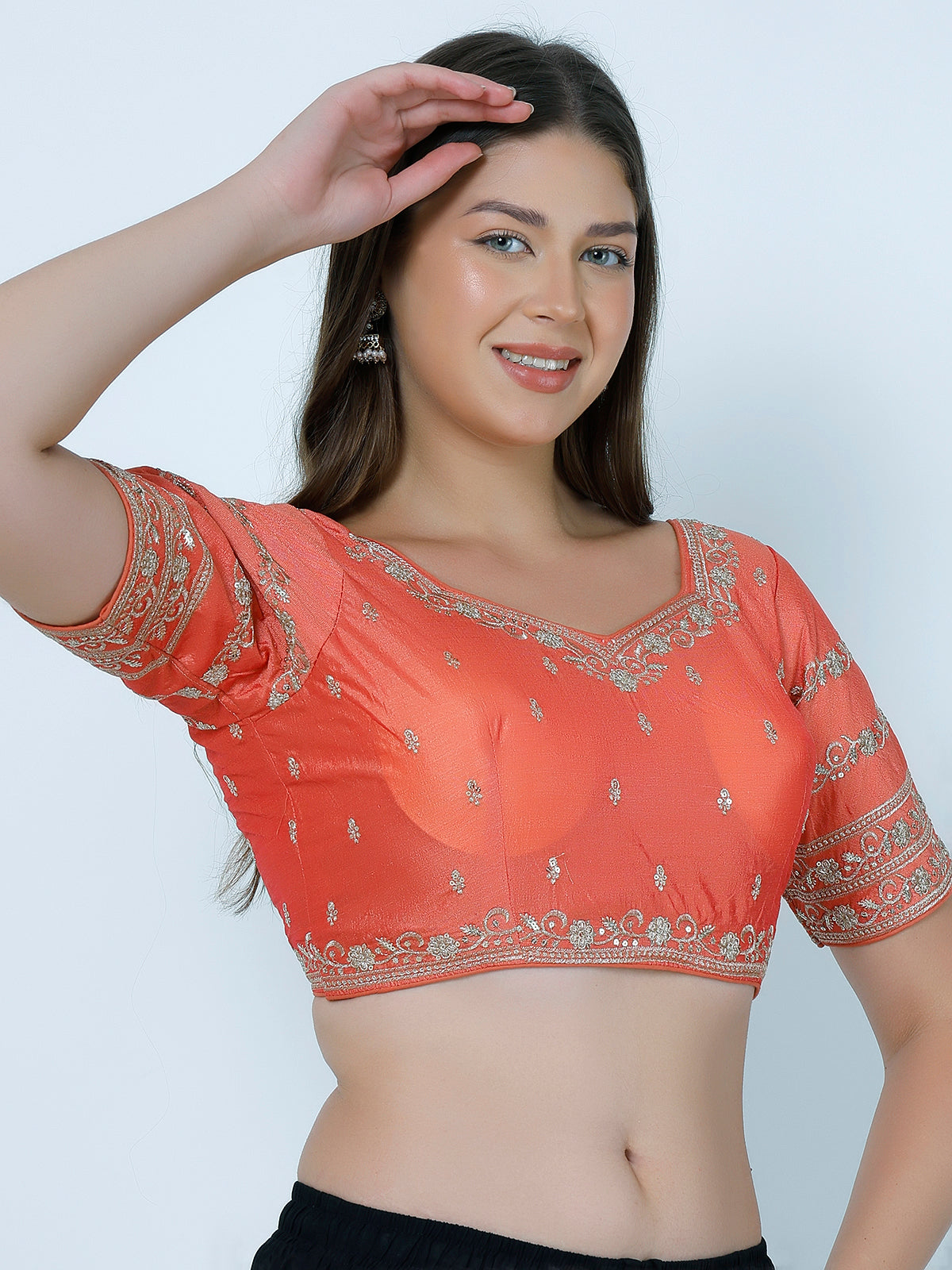 Booty Work Peach Cotton Silk Blouse