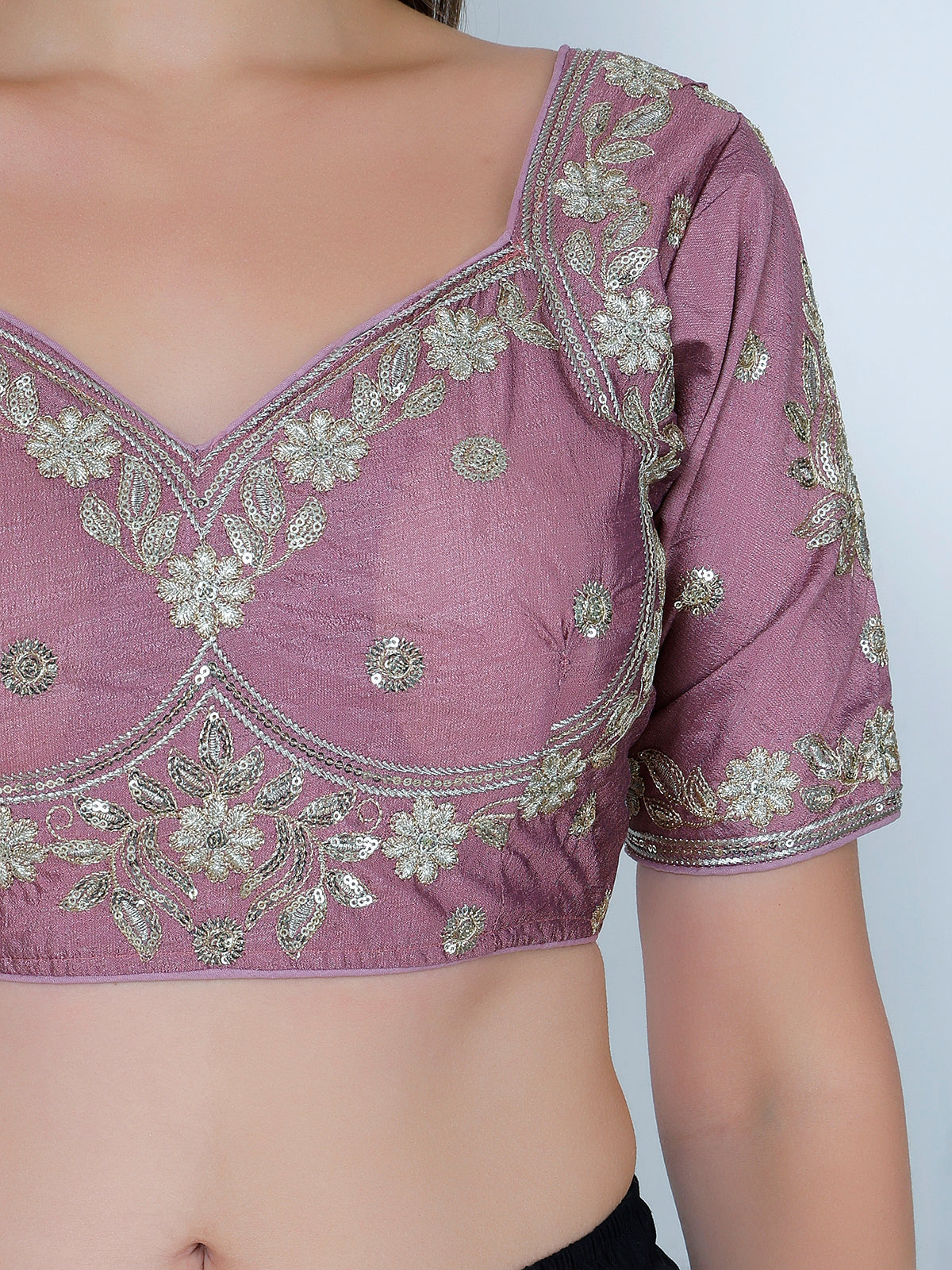 Choli Cut Mauve Cotton Silk Blouse
