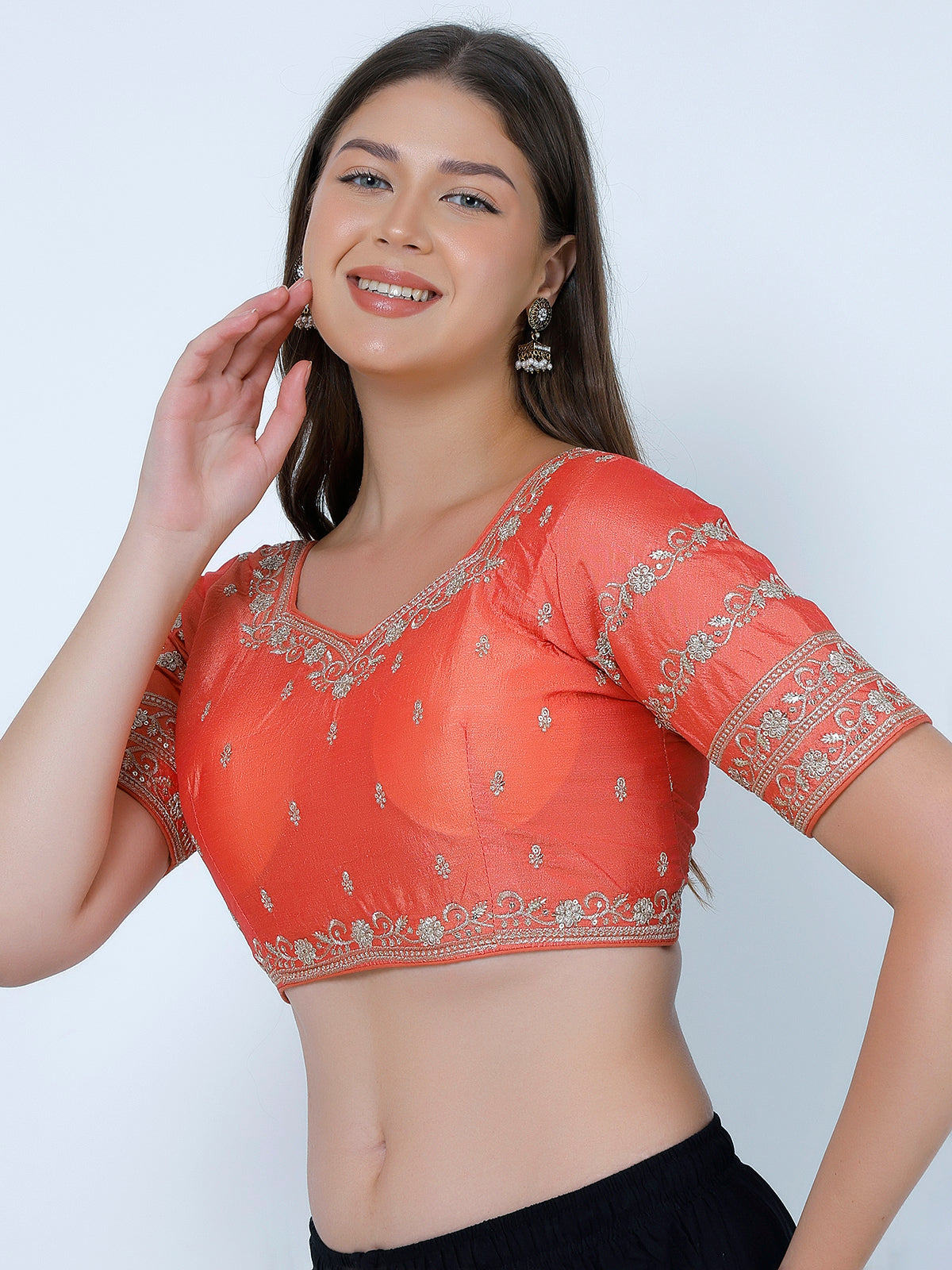 Booty Work Peach Cotton Silk Blouse