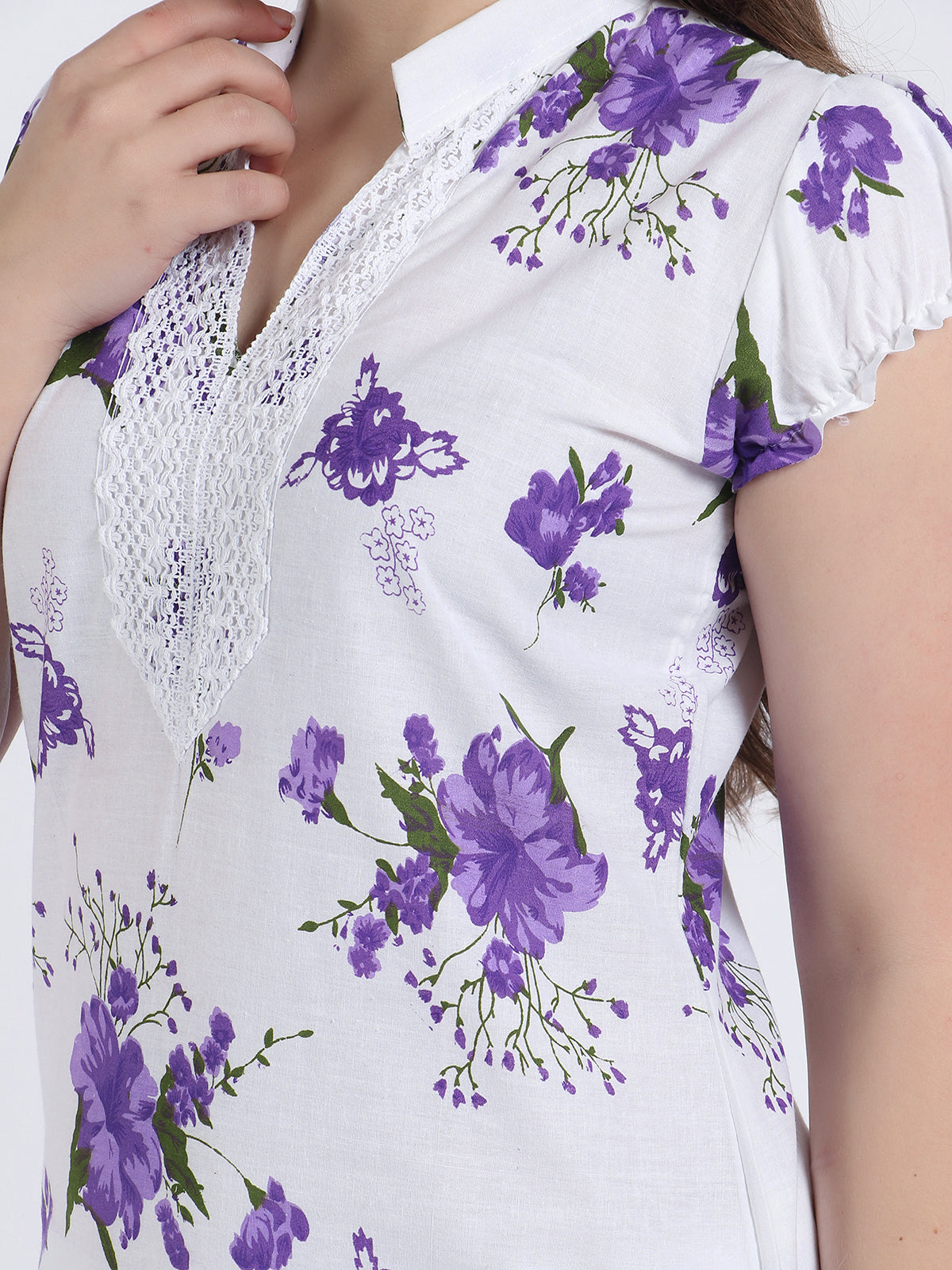 Women Printed Purple Kurta and Salwar Set Pure Cotton