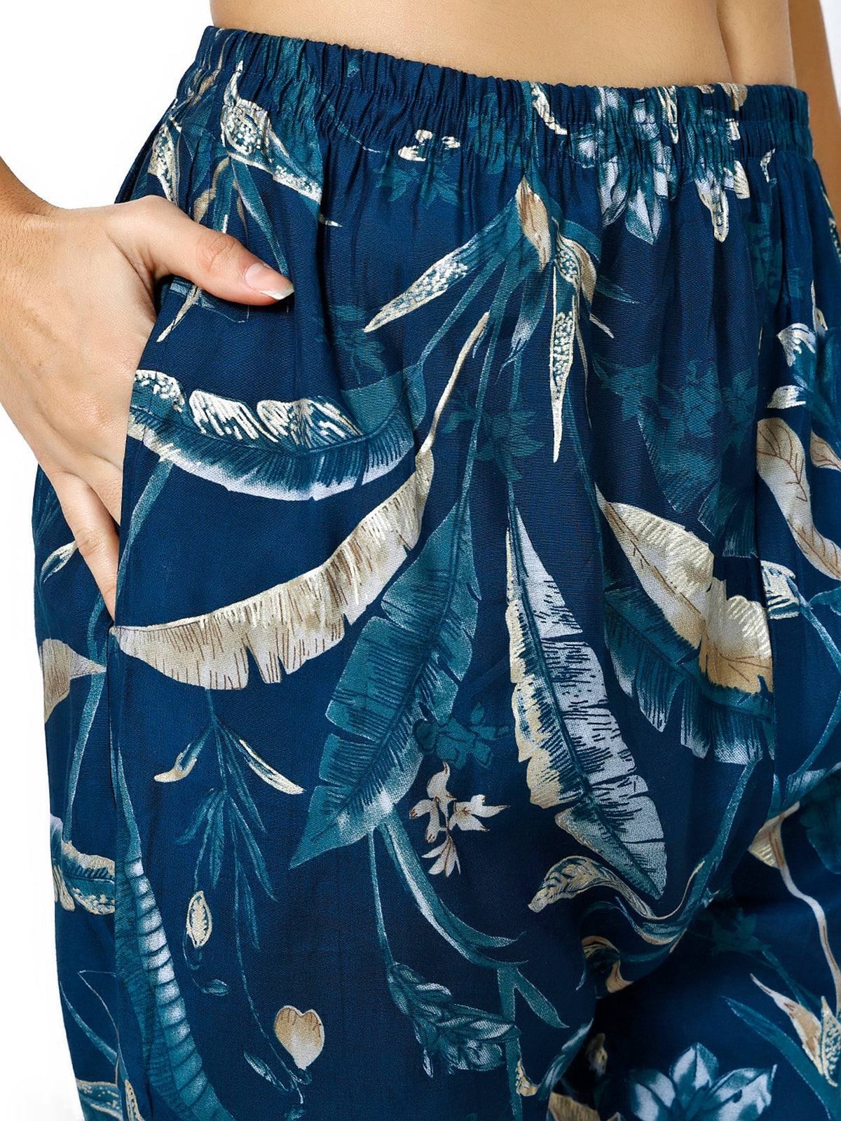 Women Embroidery Masleen Cotton Kurti Set Ethnic Printed Peacock Blue Color (Plus Size Available)