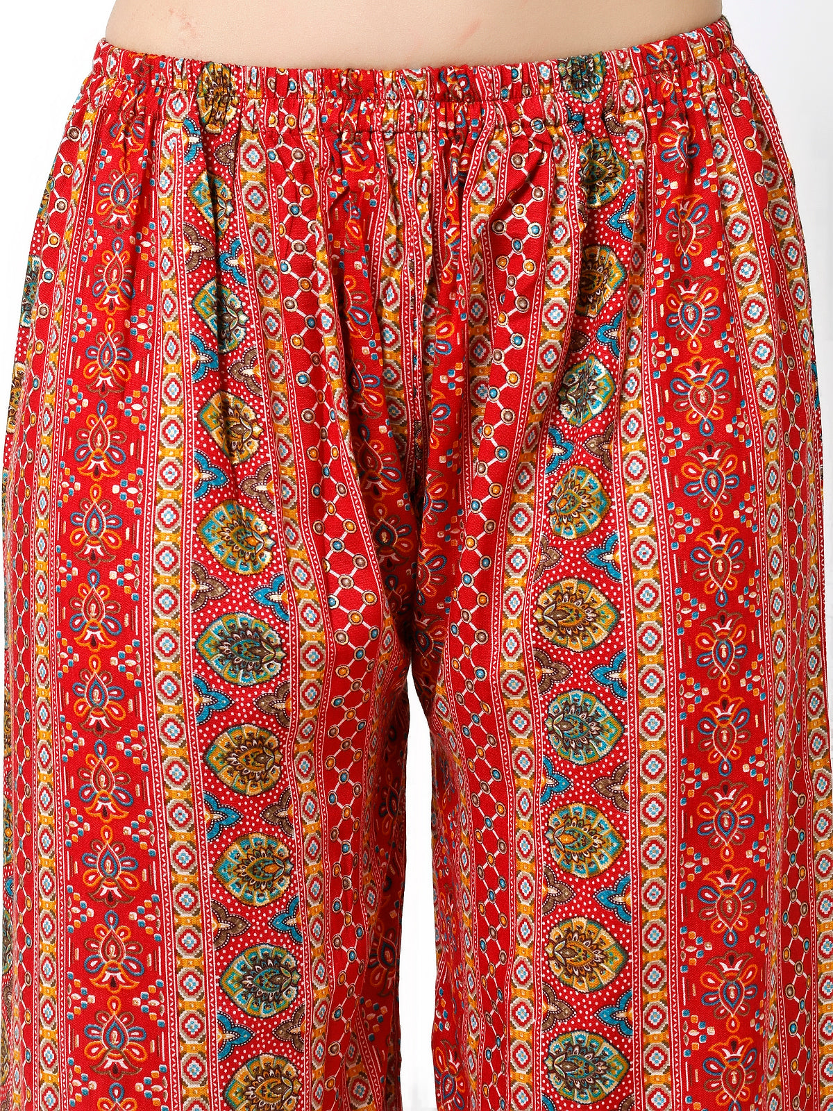 Rayon Printed Red Multi color palazzo