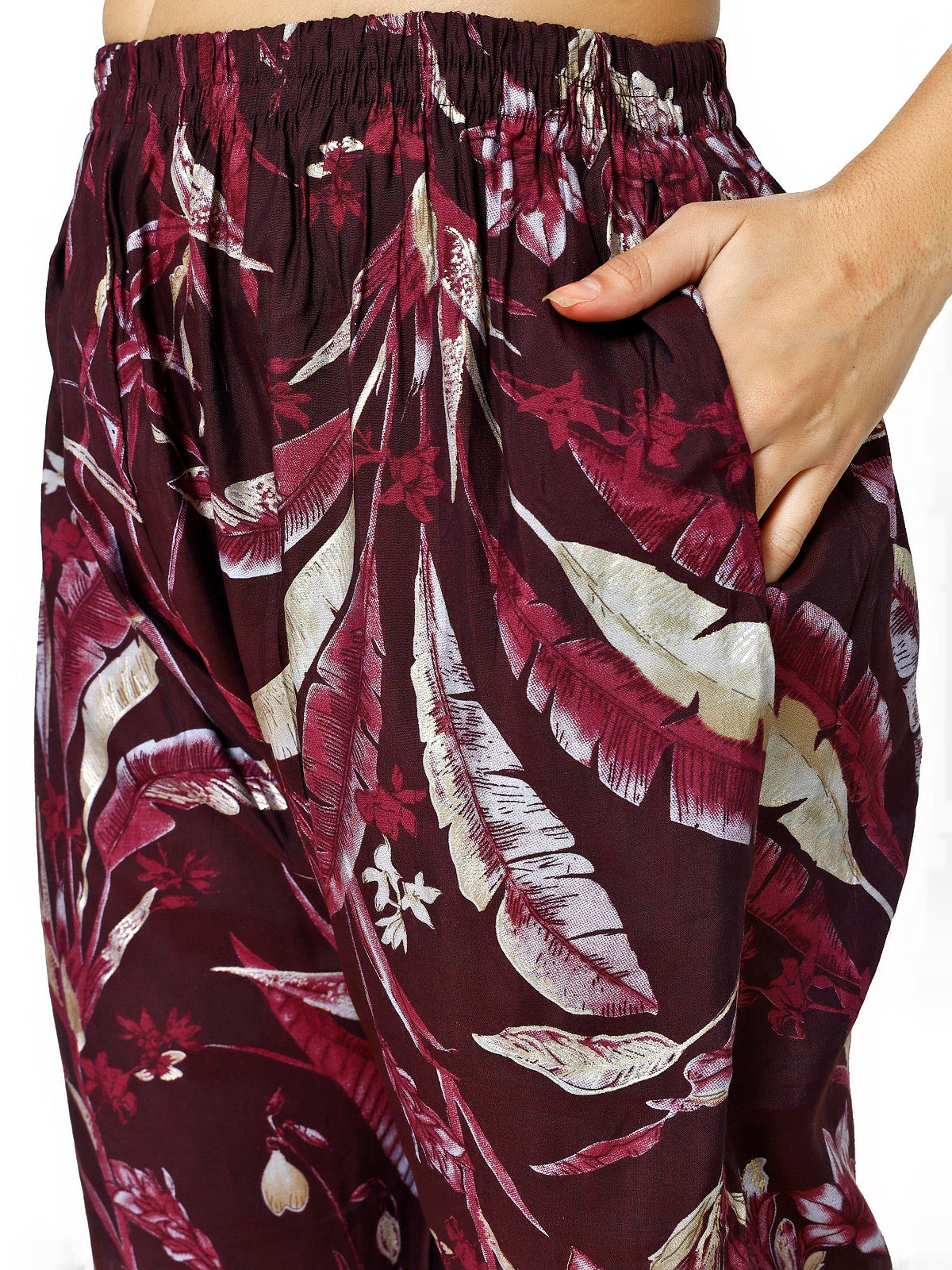 Women Embroidery Masleen Cotton Kurti Set Ethnic Printed Maroon Color (Plus Size Available)
