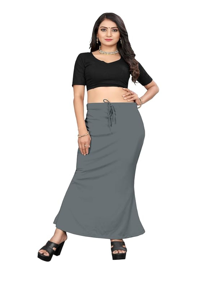 Apparels Saree Shapewear Gloomy Gray Color for Womens | Lycra Strechable Under Skirts Petticoat | Fish Cut for Everyday Comfort Wear 3XL