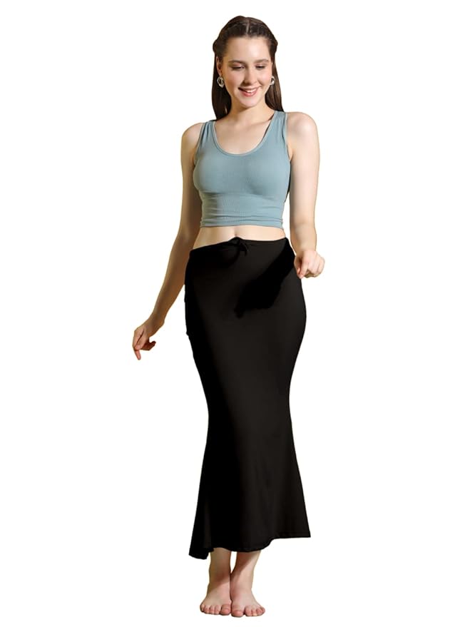 Apparels Saree Shapewear Black Color for Womens | Lycra Strechable Under Skirts Petticoat | Fish Cut for Everyday Comfort Wear