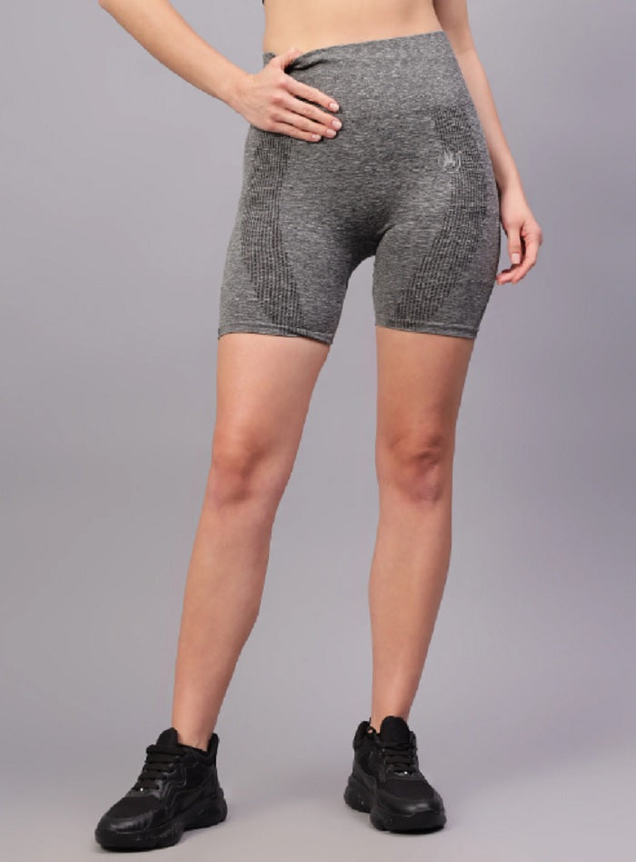 Shiv Naresh Women Black Seamless High-Waist Gym Biker Shorts