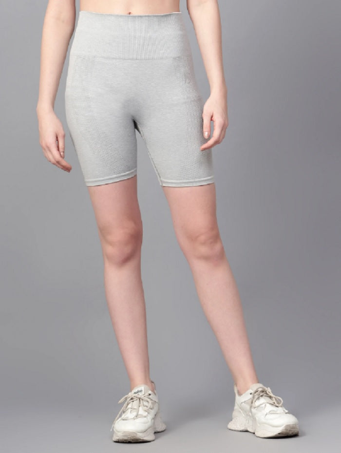 Shiv Naresh Women Grey Seamless Gym Biker Shorts