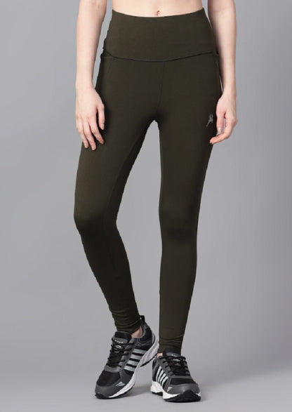 Shiv Naresh Olive High Waist Ribbed Leggings