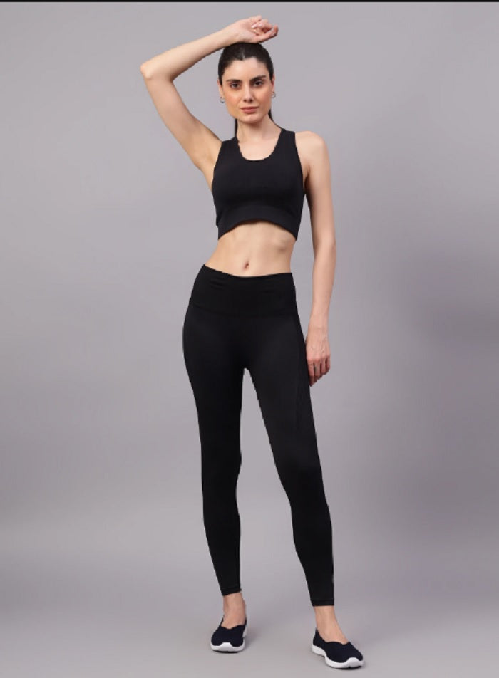 Shiv Naresh Women Black Core Fit Seamless Gym Workout Set