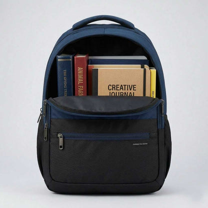 Premium Multi-Pocket School & Travel Backpack – Durable Navy & Black Laptop Bag with Ergonomic Padded Straps